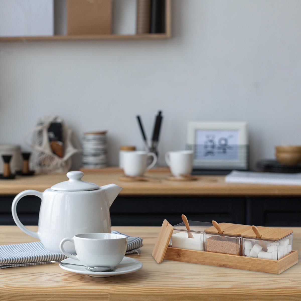 GEWÜRZBEHÄLTER-SET - Multicolor, Holz/Kunststoff (30/11/13cm) - Relaxdays