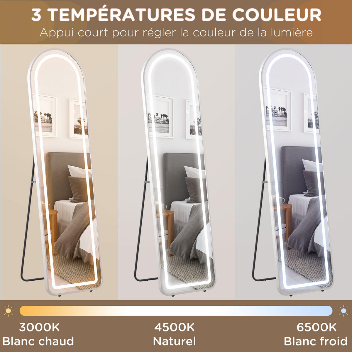 STANDSPIEGEL DE-17949 Silber - Silberfarben, Glas (40/150/5cm) - ComfortXL