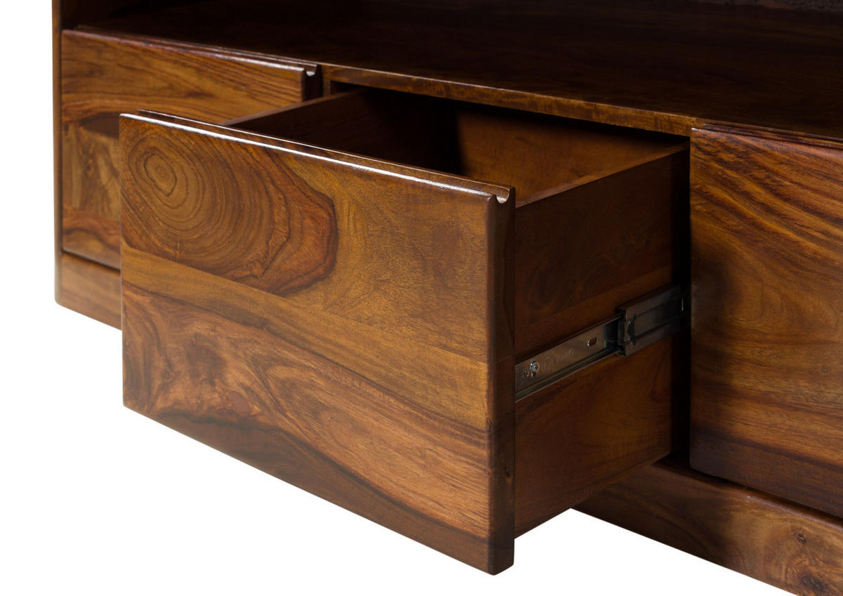 TV-BOARD Sheesham 190x50x60 walnuss gewachst TORONTO LUX #247 - Dunkelbraun, Holz (190/60/50cm) - Massivmoebel24