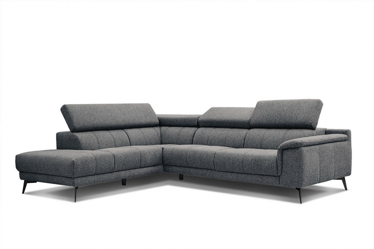 ECKSOFA FIERO 5-Sitzer, dunkelgrau - Dunkelgrau/Schwarz, Holzwerkstoff/Textil (158/269cm) - Courtois Laville