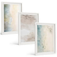 BILDER SET 3er Set - 40x60 cm Weißer Rahmen - Zarte Aquarellkartons - Weiß, Kunststoff (40/60cm) - TULUP