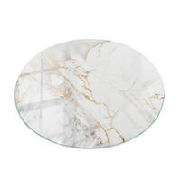 TISCHPLATTE Ø70 cm Eleganter Marmor mit Adern Rund - Goldfarben/Weiß, Glas (70/70/0.4cm) - TULUP