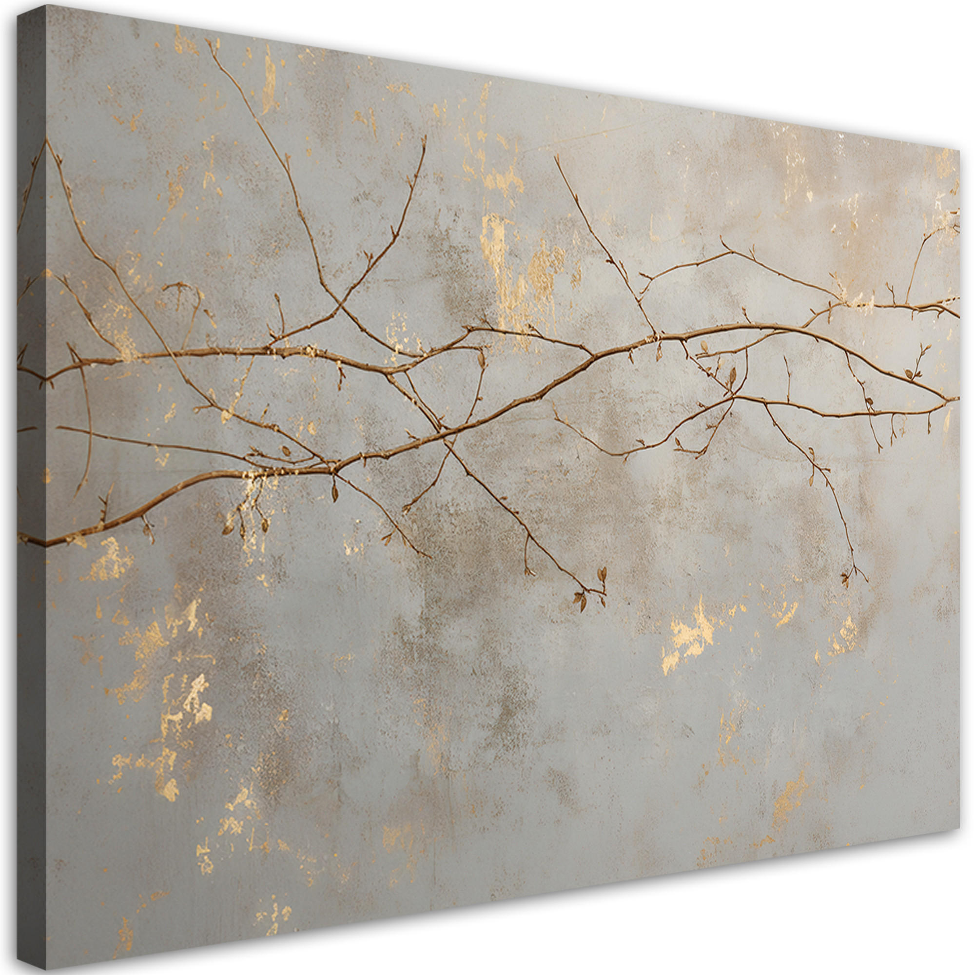 WANDBILD blätter zweige natur - Grau, Textil (60/40cm) - Feeby