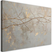 WANDBILD blätter zweige natur - Grau, Textil (60/40cm) - Feeby