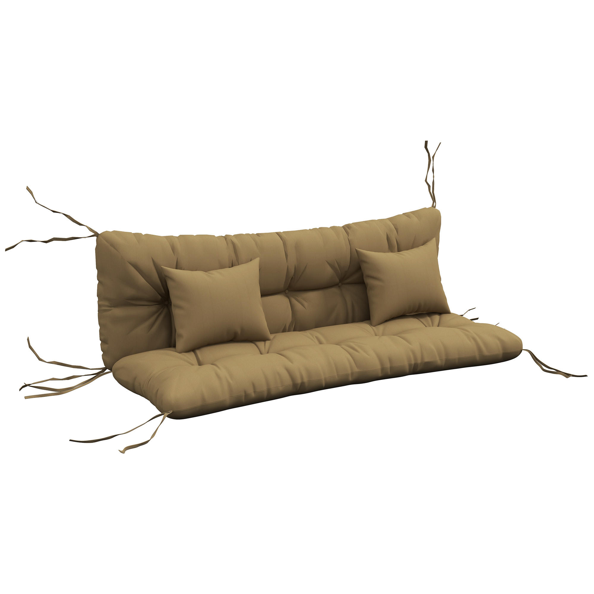 SADA 4 sedacích polštářů z polyesteru a PP bavlny, hnědá - hnědá, textil (50/12/150cm) - Outsunny