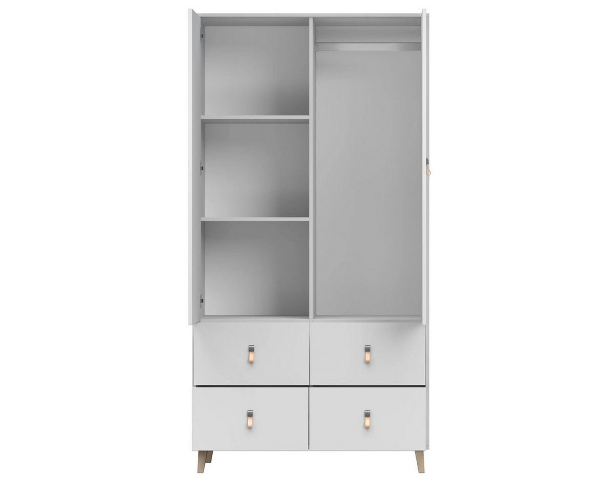 KINDERKLEIDERSCHRANK FAGOT 6 105/201/55 in Weiß Scandi-Still - Weiß, Holzwerkstoff (105/201/55cm) - Deine Möbel 24