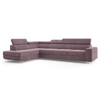 ECKSOFA HESTION Lila Velours-Stoff mit Schlaffunktion - Lila, Holz (332/190cm) - MASSENO