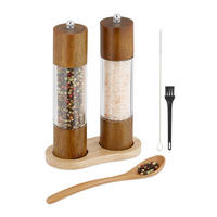 6-TLG.GEWÜRZMÜHLEN-SET - Multicolor, Holz/Keramik (15/22/7cm) - Relaxdays