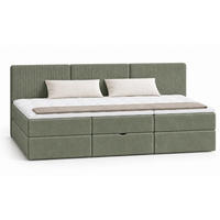 BOXSPRINGBETT Familienbett XXL 240x200 cm mit Bettkasten & Topper – Khaki - Salbeigrün, Textil (240/200cm) - MebleHot