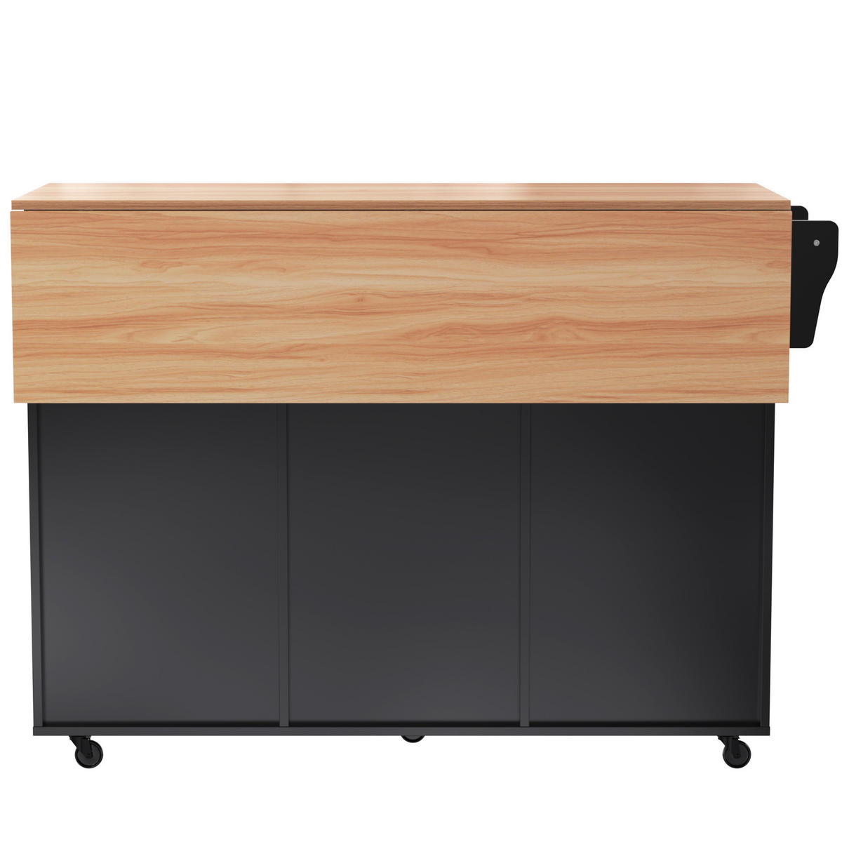 KÜCHENINSEL DE-41083 129/46-71/91,5 cm mit ausziehbarer Arbeitsplatte Schwarz - Schwarz, Holzwerkstoff (120/91.5/46cm) - ComfortXL
