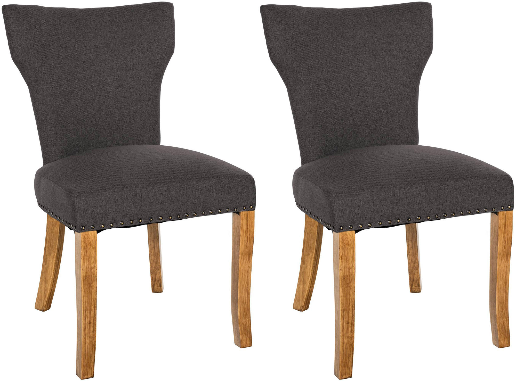 WOHNZIMMERSTUHL 2er Set Stoff dunkelgrau - Dunkelgrau/Naturfarben, Holz/Textil (52/90/59cm) - CLP