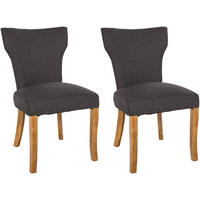 WOHNZIMMERSTUHL 2er Set Stoff dunkelgrau - Dunkelgrau/Naturfarben, Holz/Textil (52/90/59cm) - CLP