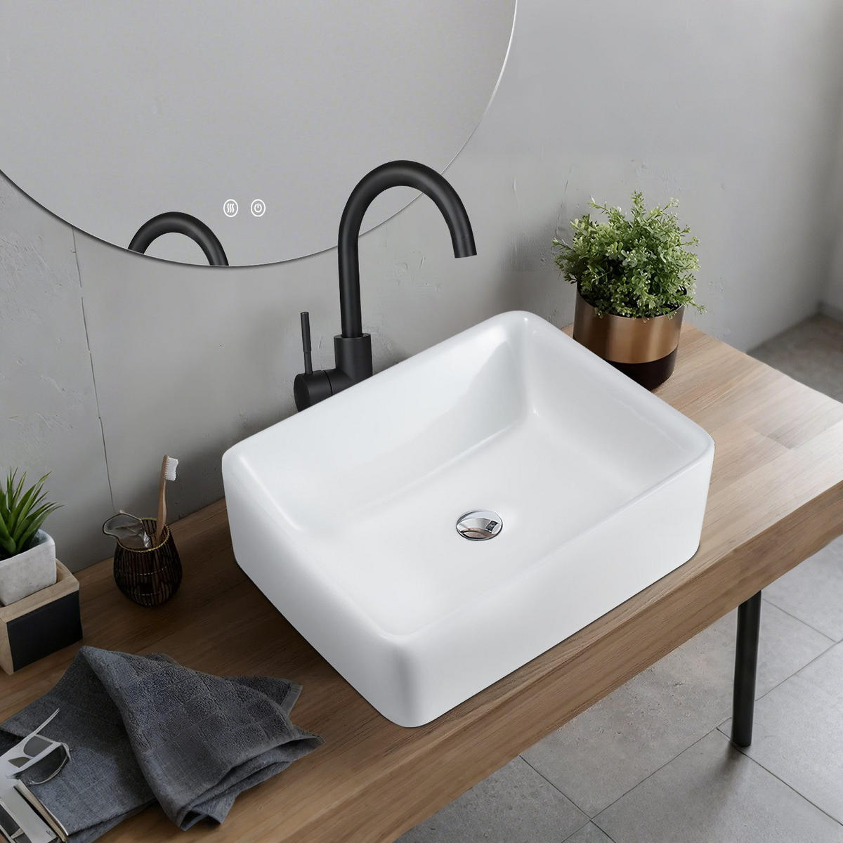 WASCHBECKEN Barrett II 40/30/13cm - Weiß, Keramik (30/13/40cm) - Nettlife