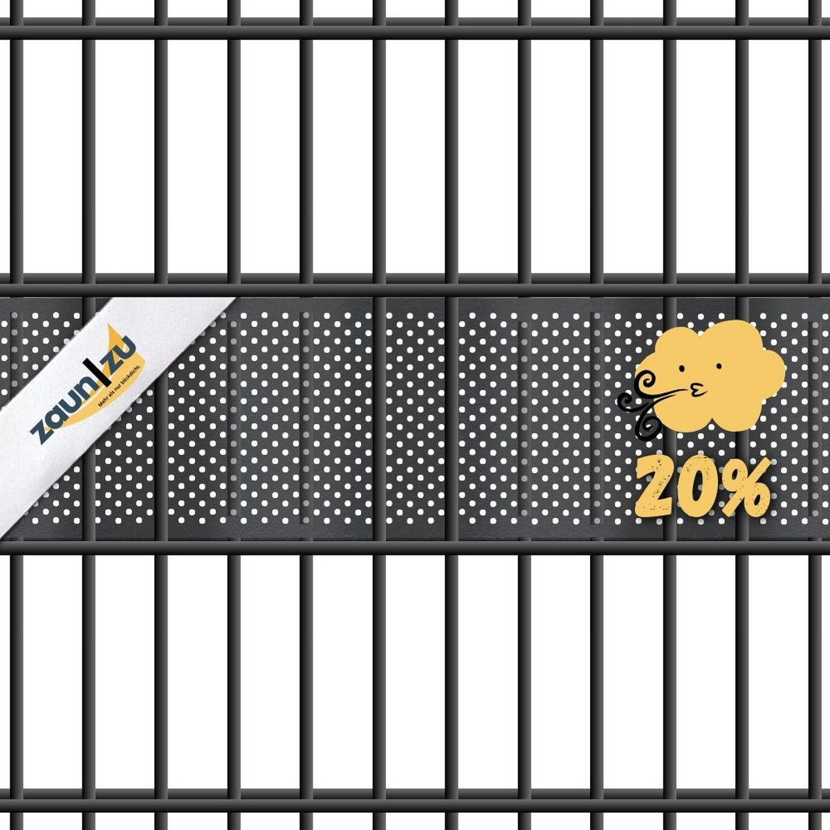 SICHTSCHUTZSTREIFEN PP Premium Gelocht 20 Prozent Streifen Weiß 2,55m - Weiß, Kunststoff (255/19cm) - ZAUN|ZU
