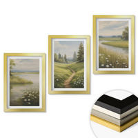 WANDBILDER 3er Set - 20x30 cm Goldrahmen - Frühlingslandschaft Flusswiese - Goldfarben, Kunststoff (20/30cm) - ArtPrintCave