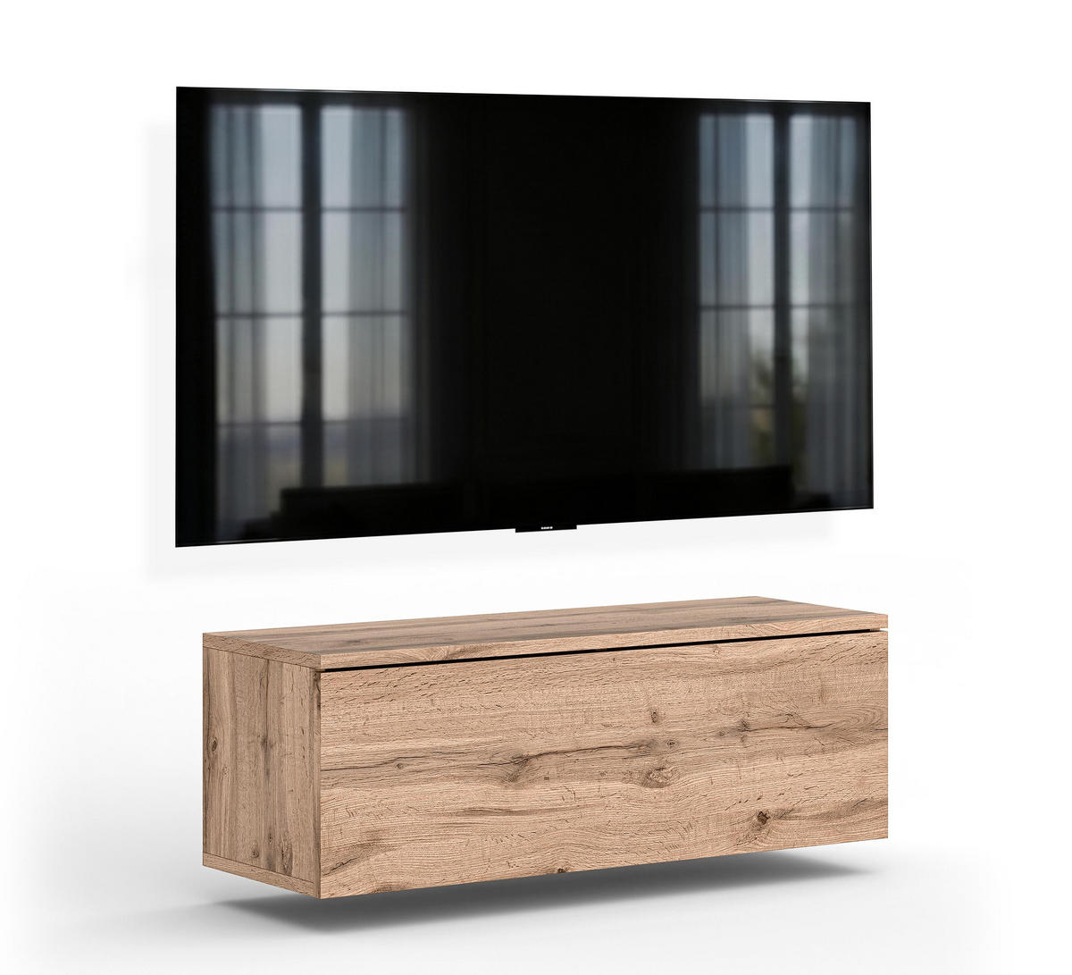 LOWBOARD Barvo 100 Eiche Wotan 100/34/32 cm – hängendes TV-Board - Braun, Holzwerkstoff (100/34/32cm) - AX Living