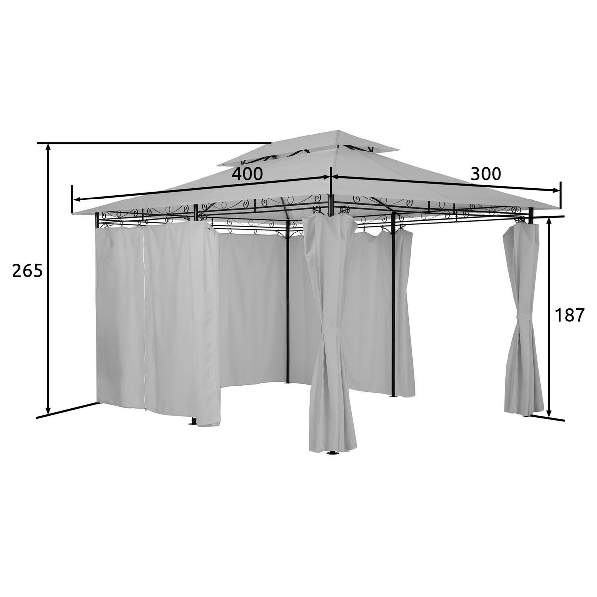 GARTENPAVILLON Emine,inklusive Spannseilen und Heringen,creme - Creme, Kunststoff (300/265/400cm) - tectake