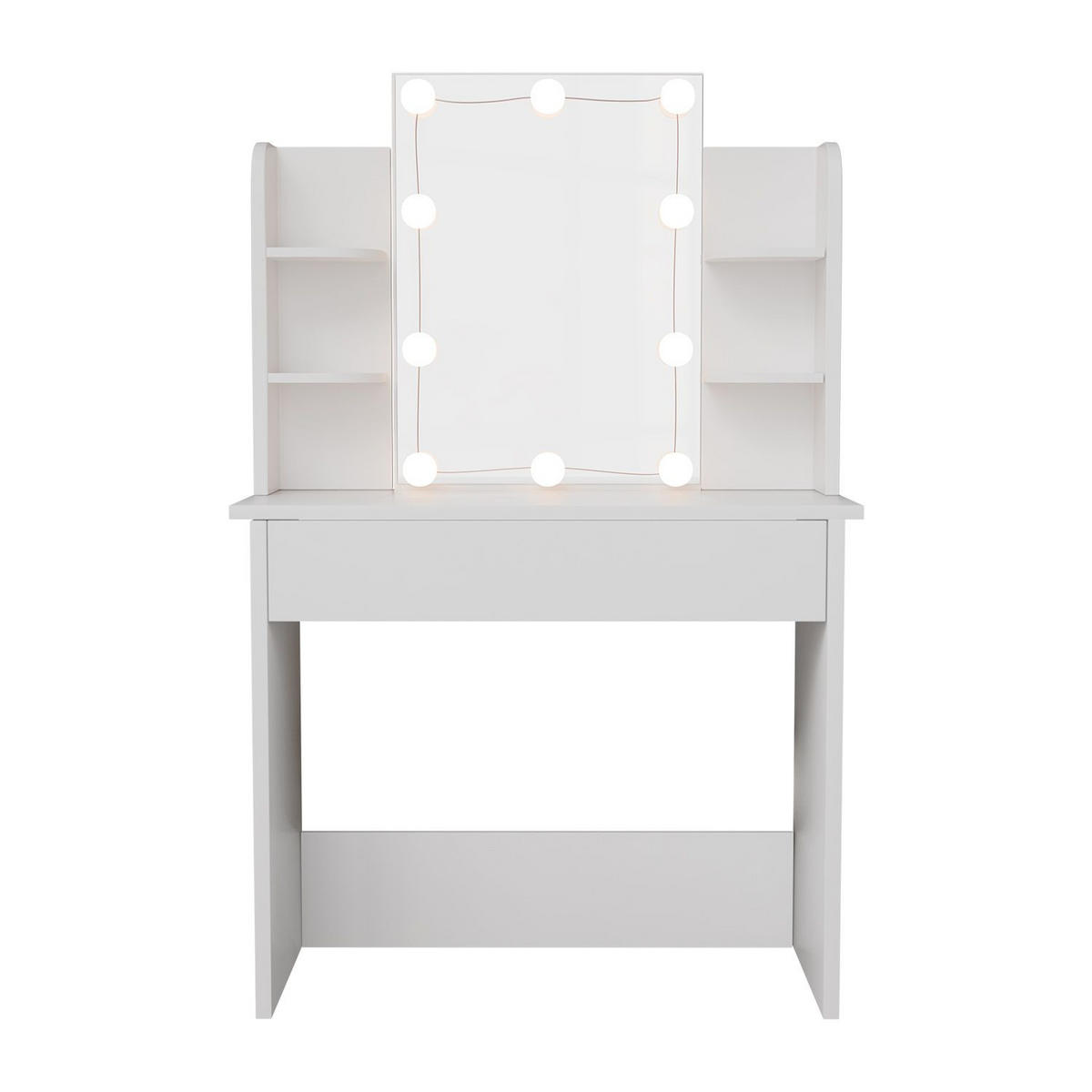 SCHMINKTISCH Zoey mit LED-Beleuchtung - Weiß, Holz (40/140/90cm) - Juskys
