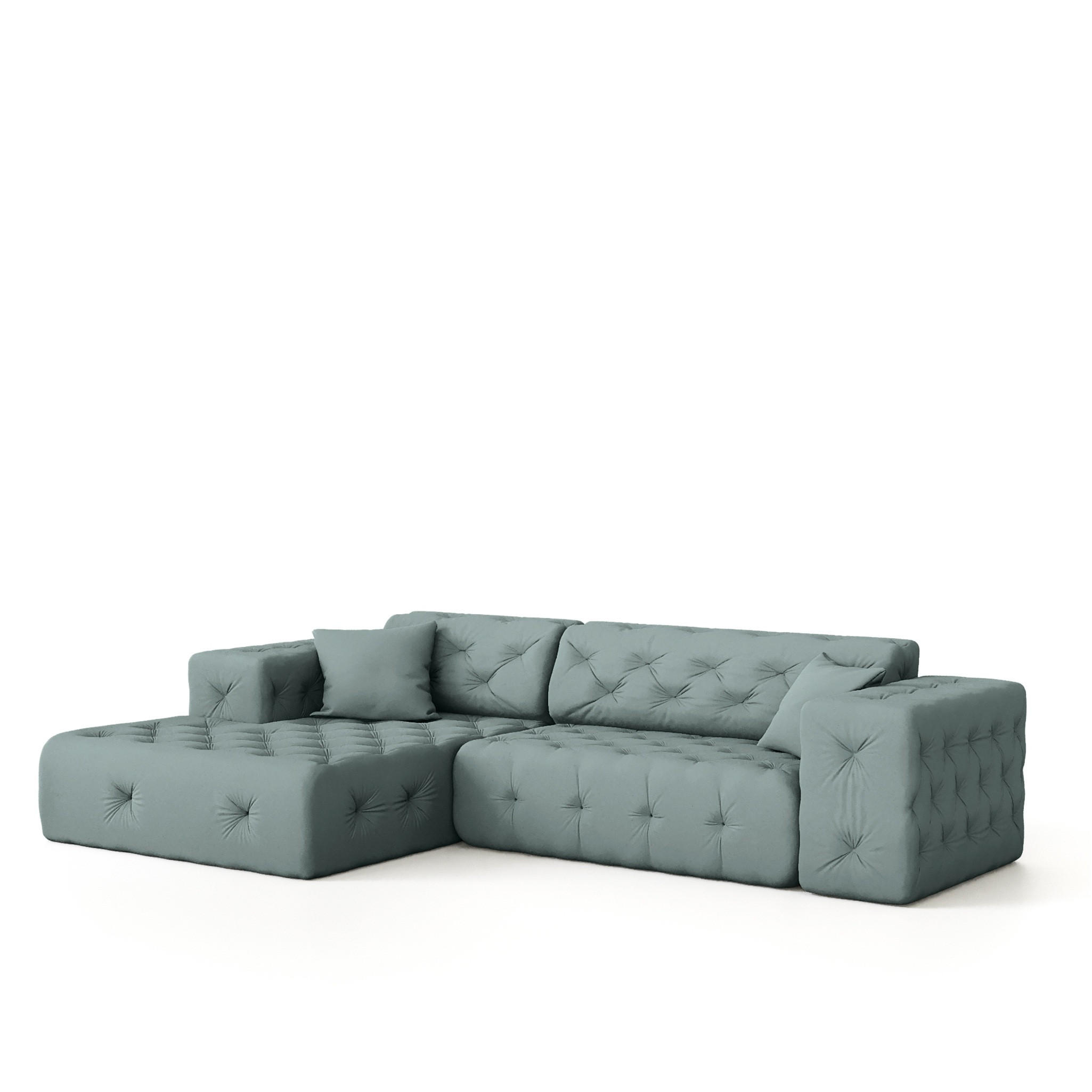 ECKSOFA Chantal - Salbeigrün, Holzwerkstoff/Textil (266/171cm) - Fun Möbel