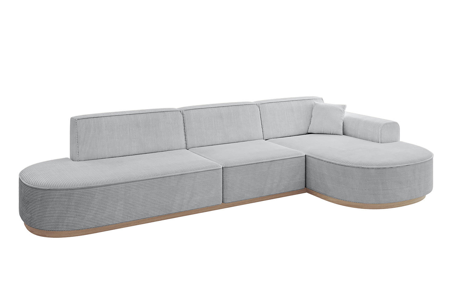 ECKSOFA Ottomane Rechts MARI-L2-v1 - 328x171x83 cm Grau Cord - Grau, Holzwerkstoff/Textil (171/328cm) - ALTDECOR