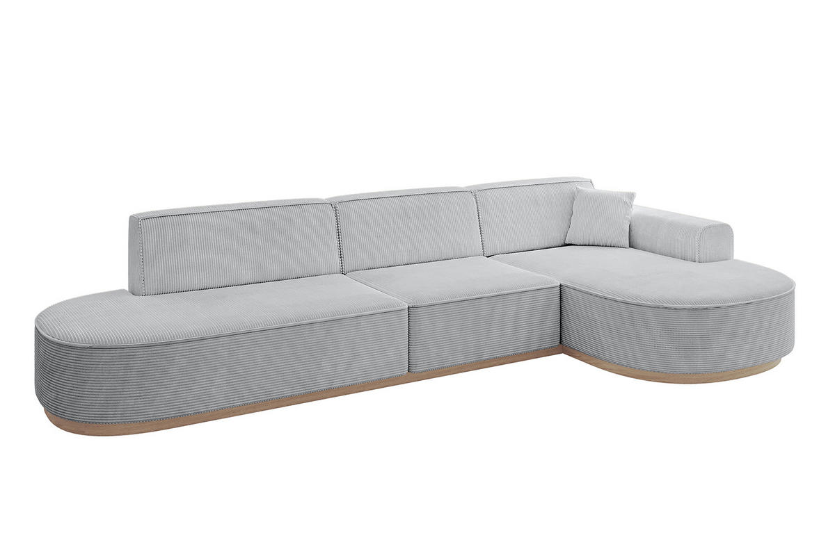 ECKSOFA Ottomane Rechts MARI-L2-v1 - 328x171x83 cm Grau Cord - Grau, Holzwerkstoff/Textil (171/328cm) - ALTDECOR