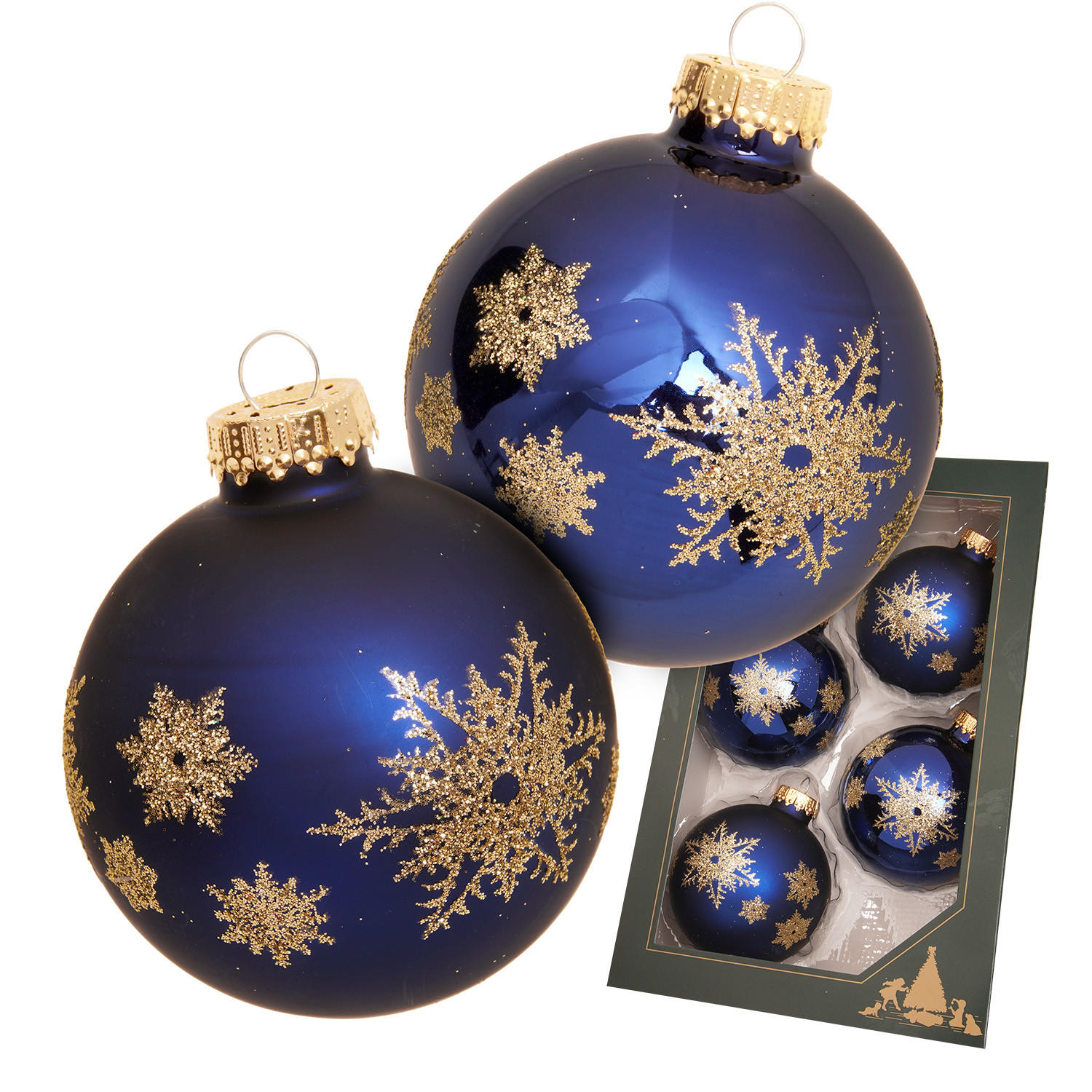 CHRISTBAUMKUGELN Schneeflocke Blau 7cm (Glas / 4 Stk.) - Blau, Glas (7/7/7cm) - Krebs Glas Lauscha