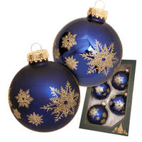 CHRISTBAUMKUGELN Schneeflocke Blau 7cm (Glas / 4 Stk.) - Blau, Glas (7/7/7cm) - Krebs Glas Lauscha