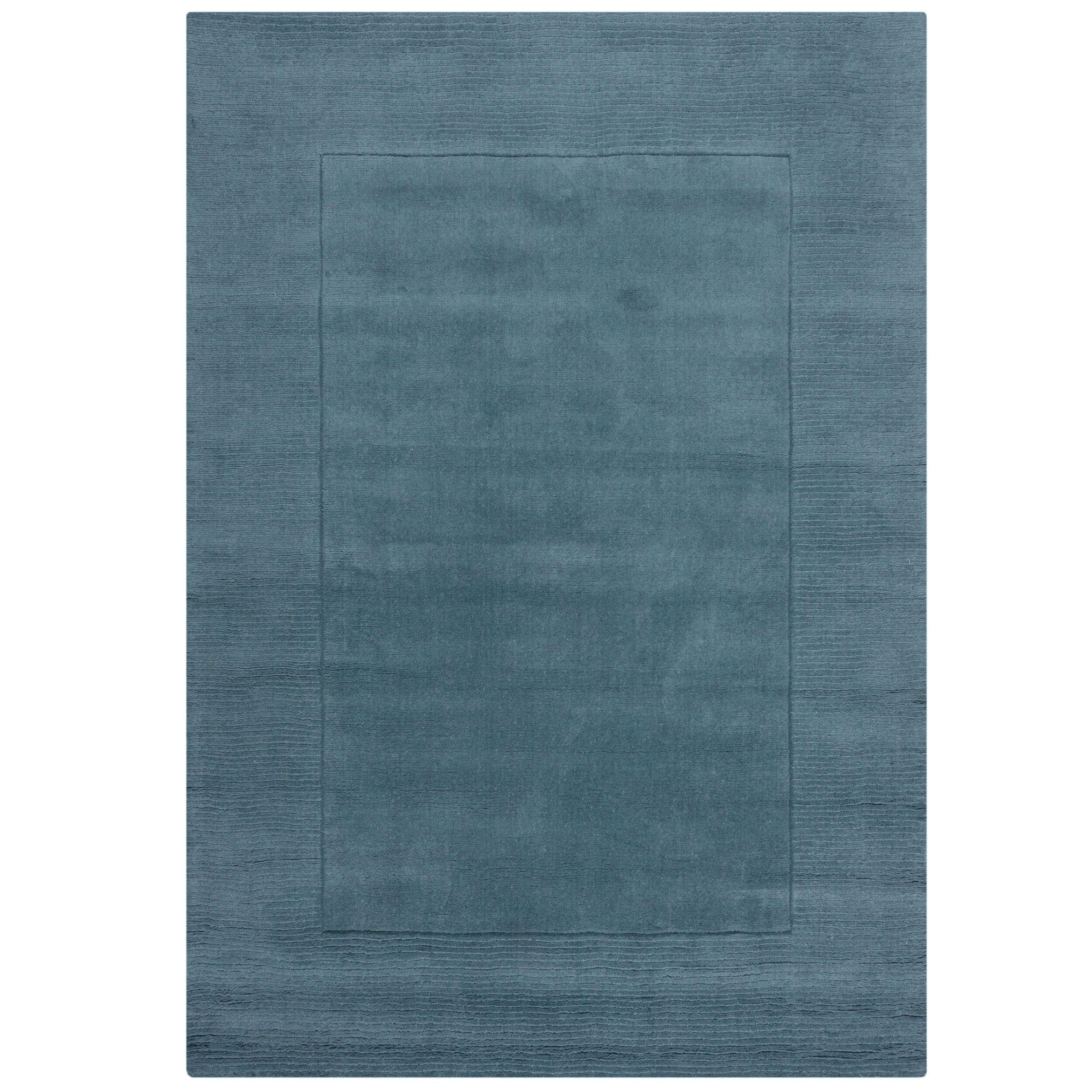 WOLLTEPPICH Uni-Design, mit Randdetails, handgewebt MOLE - Blau, Textil (170/120cm) - KADIMA DESIGN