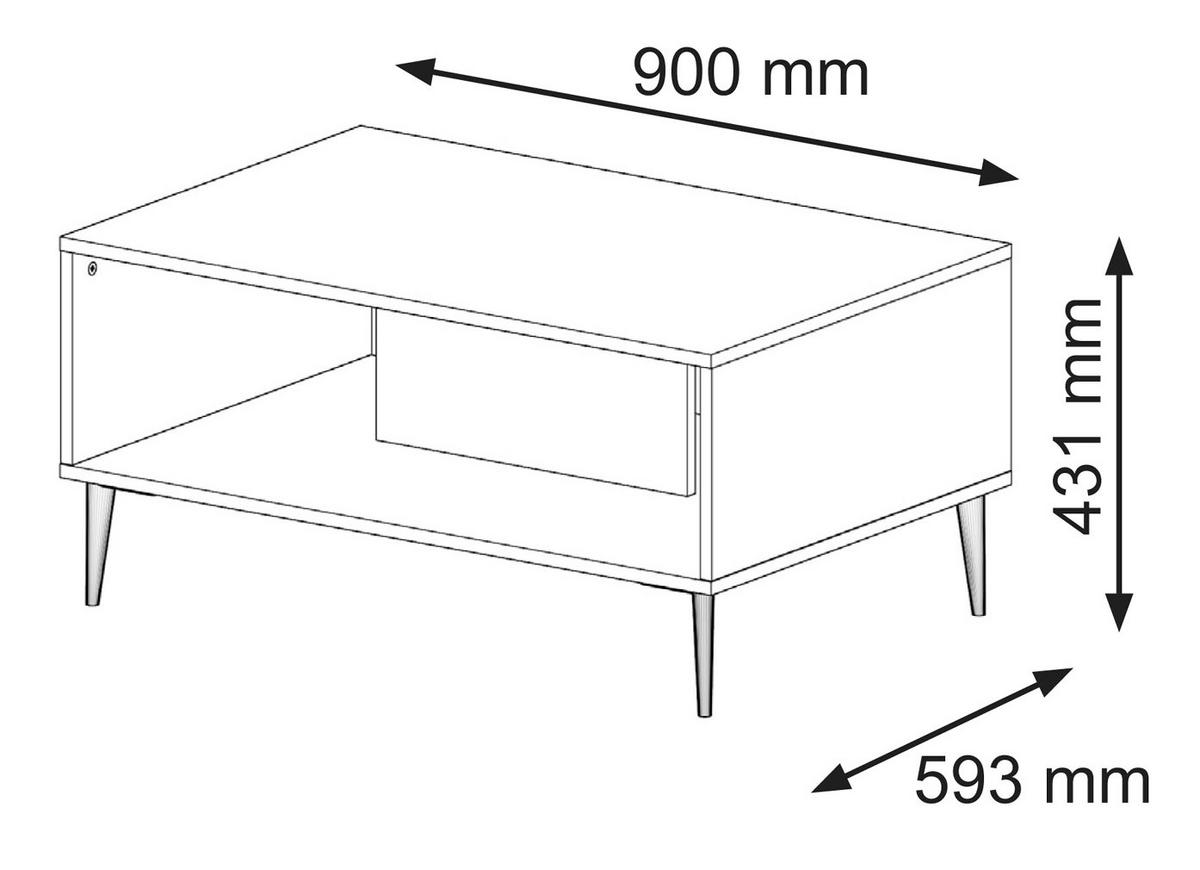COUCHTISCH Schwarz, Schwarz, Gold 90/43/60 - Schwarz, Holzwerkstoff (60/90/43cm) - RAUMHIRSCH FURNITURE