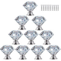 SCHRANKKNOPF Kristall Diamant 10er-Set 30 mm - Transparent, Glas (3/2.8/3cm)