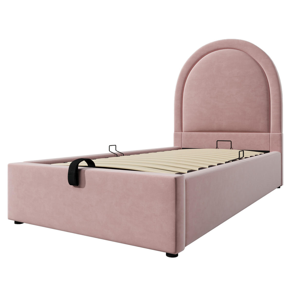 KINDERBETT 90/190 cm Rosa aus Samt mit Stauraum - Pink, Textil (90/190cm) - OKMYHOME