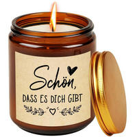 DUFTKERZE Lavendel mit Spruch "Schön, dass es dich gibt" - Braun, Paraffin (6cm)