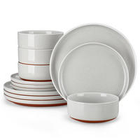 KOMBISERVICE 12-teilig Steinzeug Geschirrset Sesamglasur für 4 Personen - Grau, Keramik (26/2/26cm) - Kaket