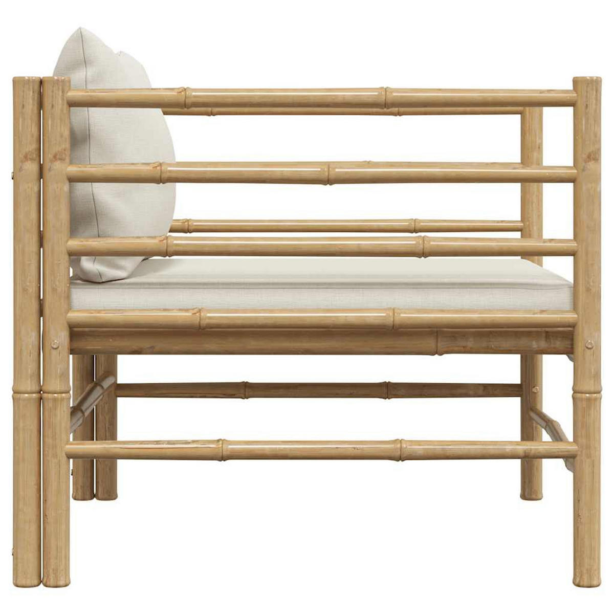 GARTENSOFA Mit Kissen CremeWeiß Bambus - Creme/Naturfarben, Naturmaterialien/Textil (74/60/70cm) - vidaXL