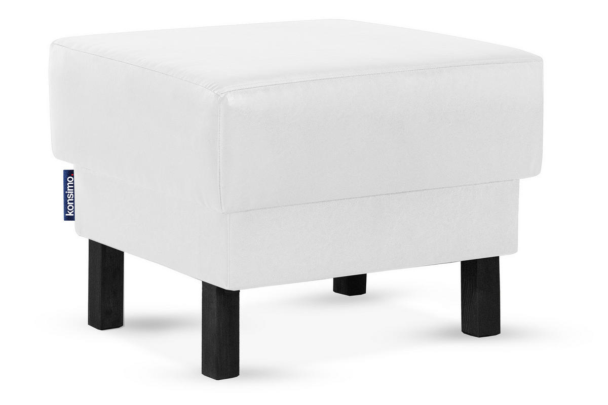 SITZHOCKER ESPECTO auf hohen Holzbeinen, weiß - Schwarz/Weiß, Textil (58/47/56cm) - KONSIMO®