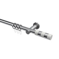 GARDINENSTANGEN-SET Platon Mavell 260 cm (geteilt in 2 x 130 cm), 1-läufig, 20 mm Ø Chrom - Chromfarben/Weiß, Metall (260cm) - INTERDECO