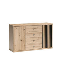 KOMMODE ALMERIA 142,1/85,4/40,6cm mit 4 Schubladen 1 Türen Eiche Artisan - Eiche Artisan, Holzwerkstoff (142.1/85.4/40.6cm) - MASSENO