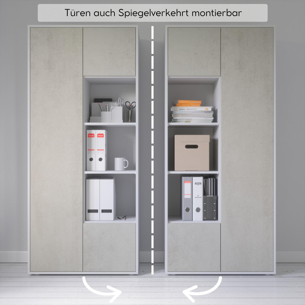 AKTENSCHRANK Amira T30 Beton Oxid 180/80/40 cm - Hellgrau, Holzwerkstoff (80/180/40cm) - SIMPLYFURN