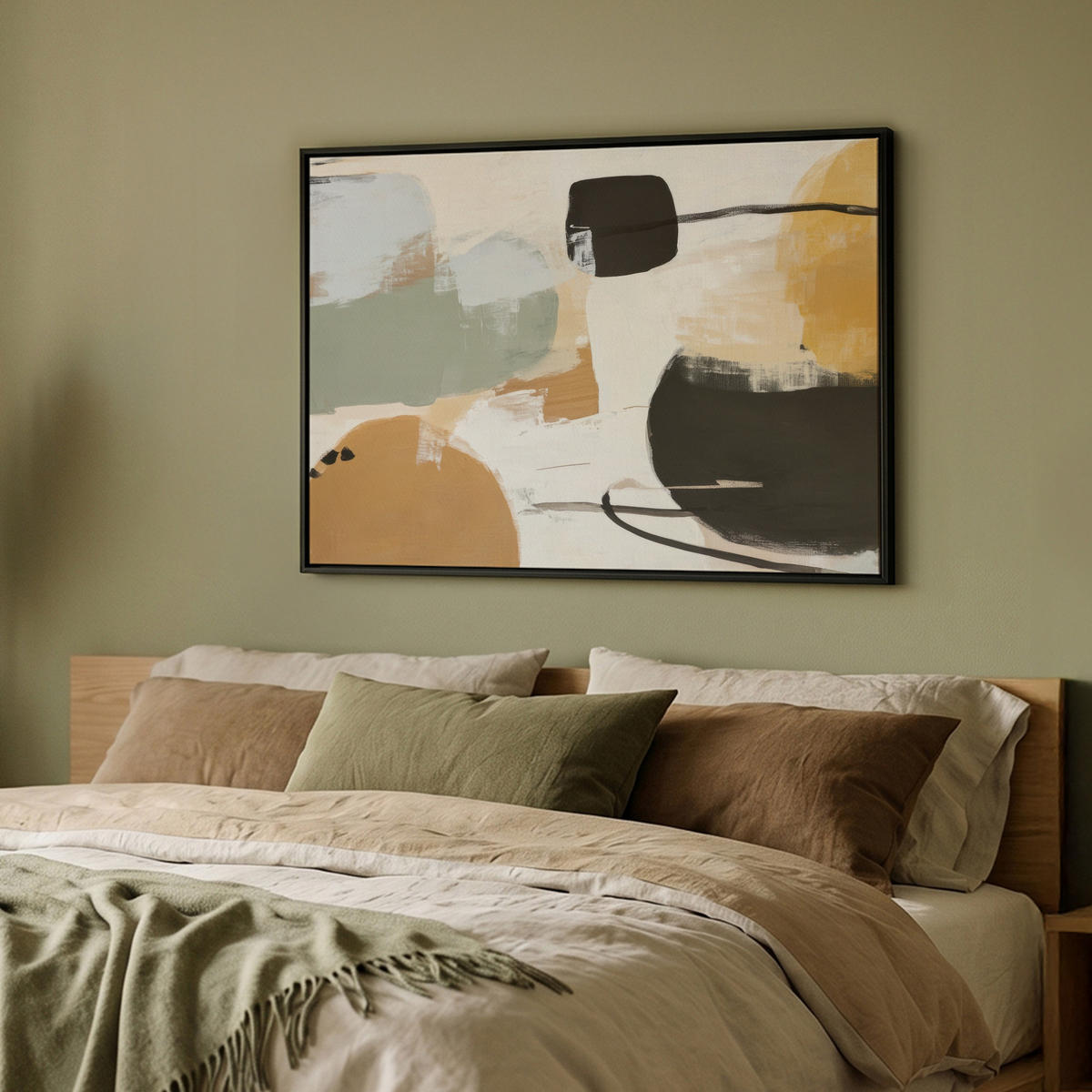 LEINWAND Bilder mit Rahmen - Farbe - Abstrakt - Farben - 100x70 - Currygelb, Textil (100/70cm) - MuchoWow
