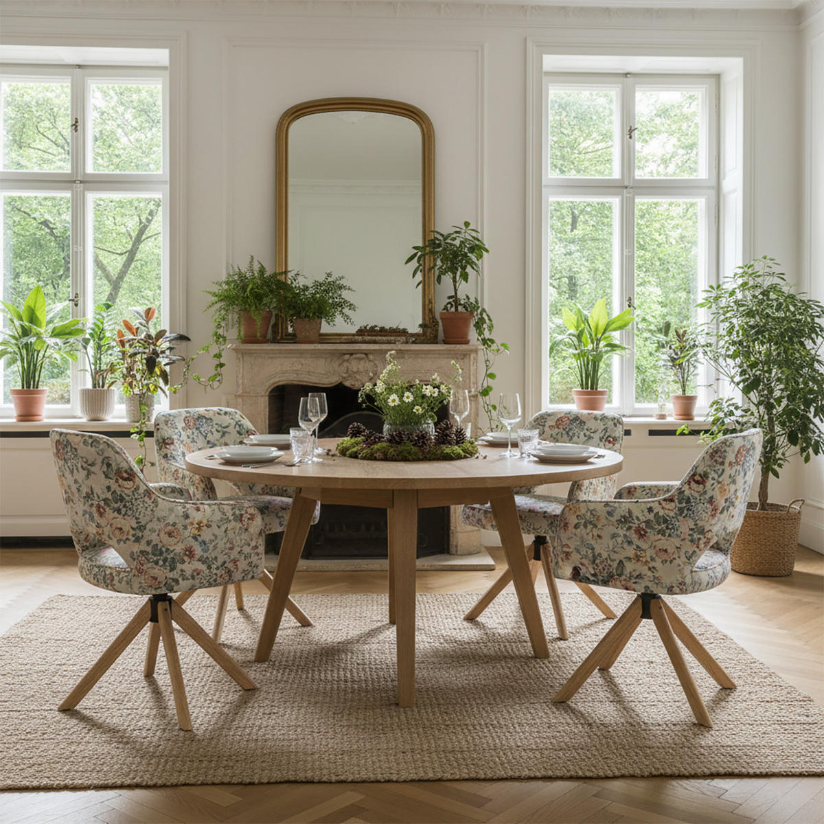 DREHSTUHL Mika-Lara 2er-Set - Honigeiche/Multicolor, Eichenholz/Holz (60/87/65cm) - DUBI Möbel