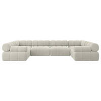 WOHNLANDSCHAFT modulares Sofa Birno-U2 - 380x190x70 cm Creme Cord - Hellgrau/Creme, Holzwerkstoff/Textil (380/70/190cm) - ALTDECOR