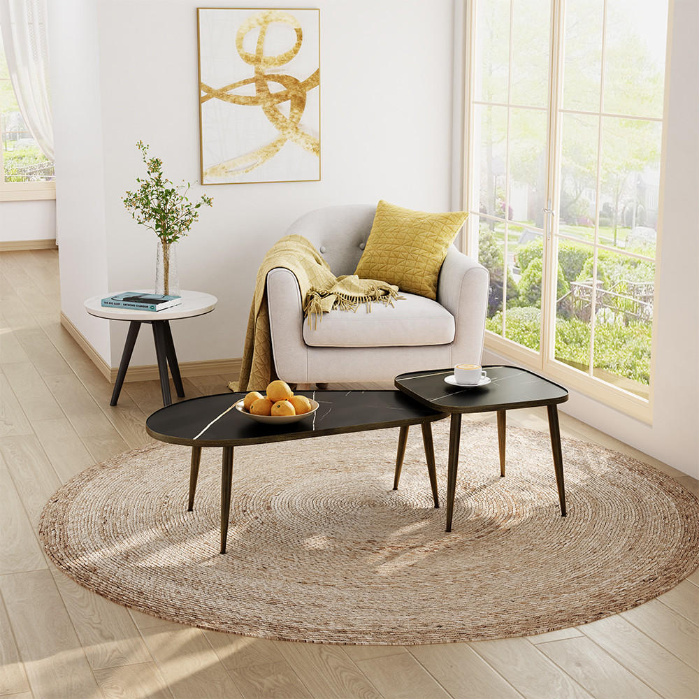 COUCHTISCH-SET Manitoba Schwarz 105 x 64,5 cm 2 Teile - Schwarz, Holzwerkstoff (64.5/105/35cm) - Vicco