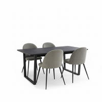ESSGRUPPE 5-TLG. Tilst Schwarz, Grau - Grau, Holzwerkstoff/Textil (160/74/90cm) - ebuy24
