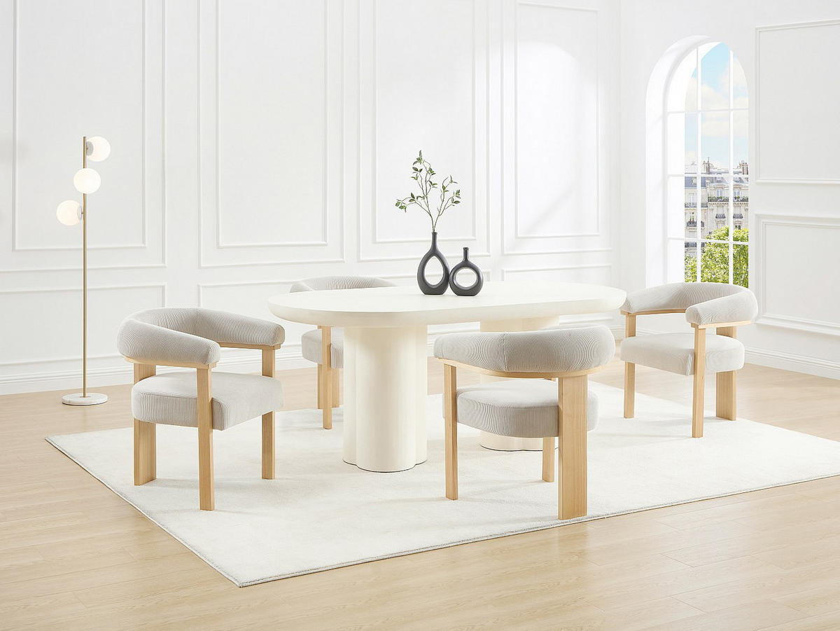 STUHL - 64 cmcm x 60 cmcm - Samt, Stoff - Beige, Naturfarben Hell - LIVELIA - Beige/Naturfarben, Textil (64/78/60cm) - Vente-Unique