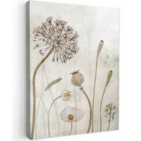 LEINWANDBILD Blumen - Aquarell - Stilleben - Braun - Vintage 30x40 cm - Beige, Textil (30/40cm) - MuchoWow