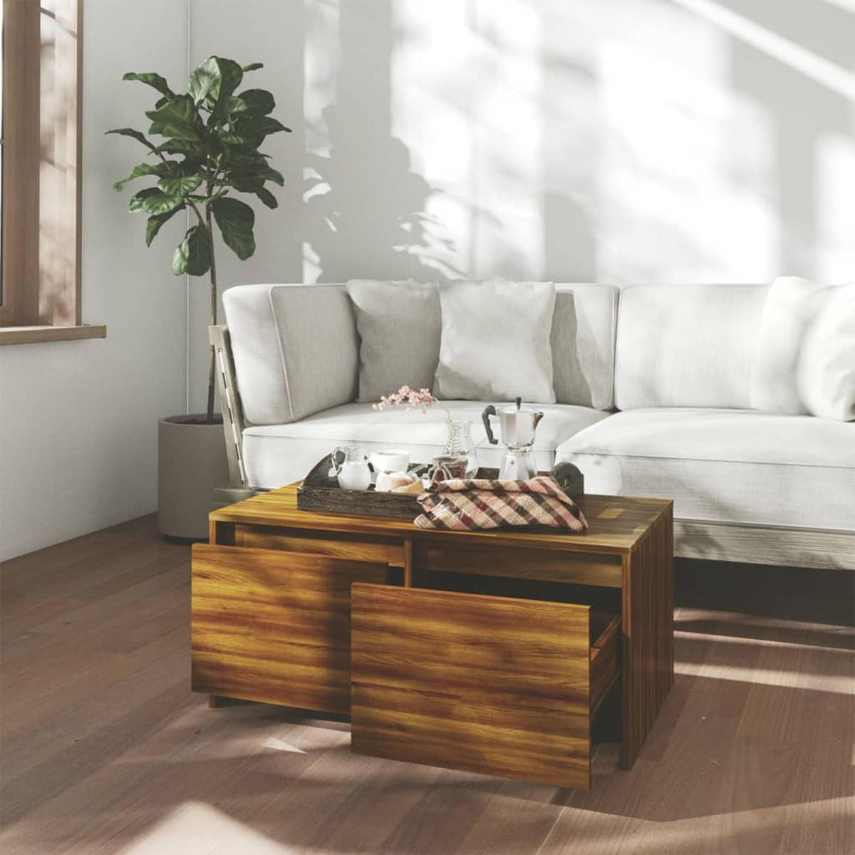 COUCHTISCH Braun Eichen-Optik 90x50x41,5 cm Holzwerkstoff - Braun, Holzwerkstoff (90/50/41.5cm) - furnicato