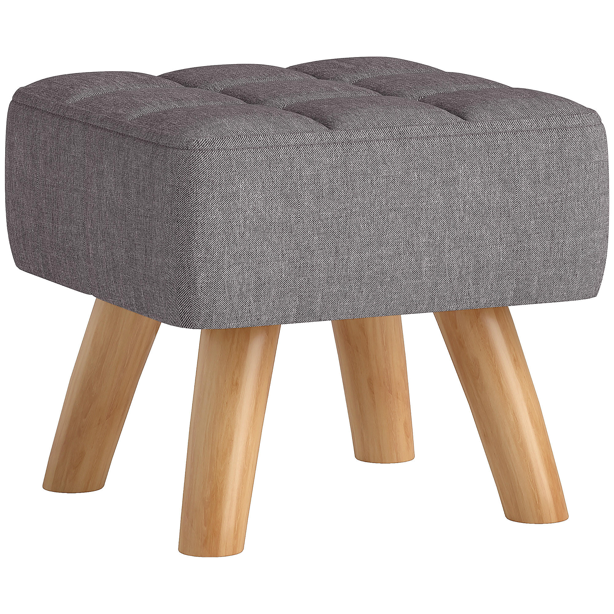 FUSSHOCKER mit Leinenoptik 27L x 27B x 26H cm Grau - Grau, Kunststoff (27/26/27cm) - HOMCOM