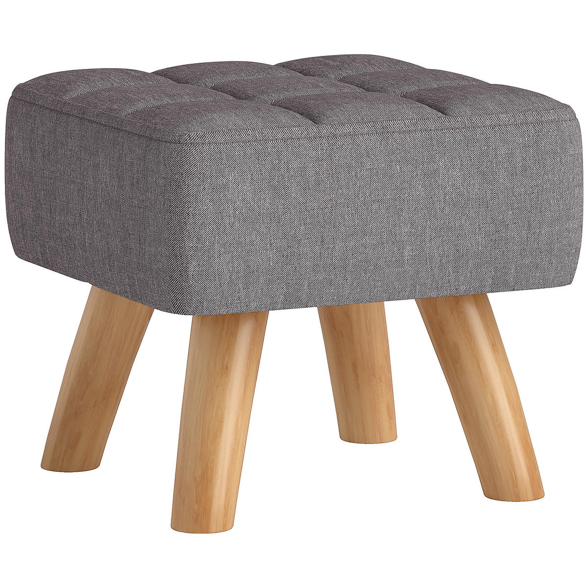 FUSSHOCKER Hocker Moderner Sitzhocker mit Leinenoptik, Holzbeine, Grau - Grau, Kunststoff (27/26/27cm) - HOMCOM