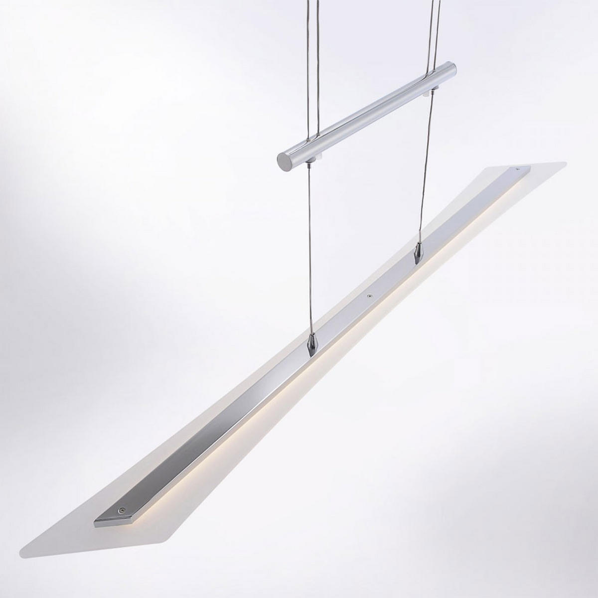 LED HÄNGELEUCHTE Chrom Silber satiniert - Silberfarben, Metall (98.5/9.8/160cm)