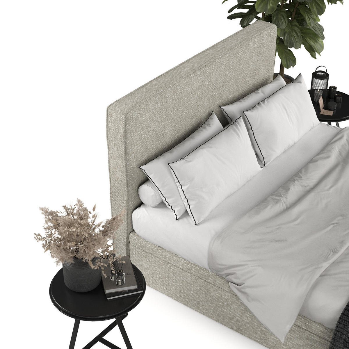 POLSTERBETT Hush mit Stauraum 160/200 cm Beige im Alta Stoff - Beige/Schwarz, Holz/Holzwerkstoff (160/200cm) - AltaBeds